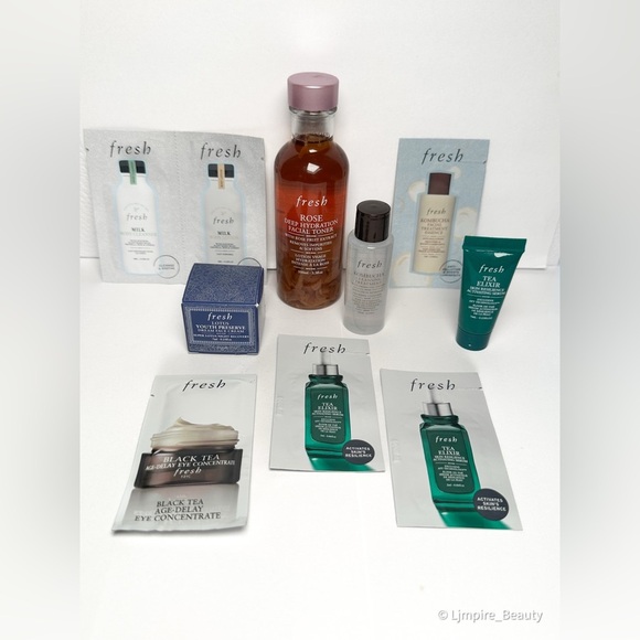 🆕 10 pc FRESH Skincare Set with Mini Rose Deep Hydration Toner and Samples - Picture 1 of 16